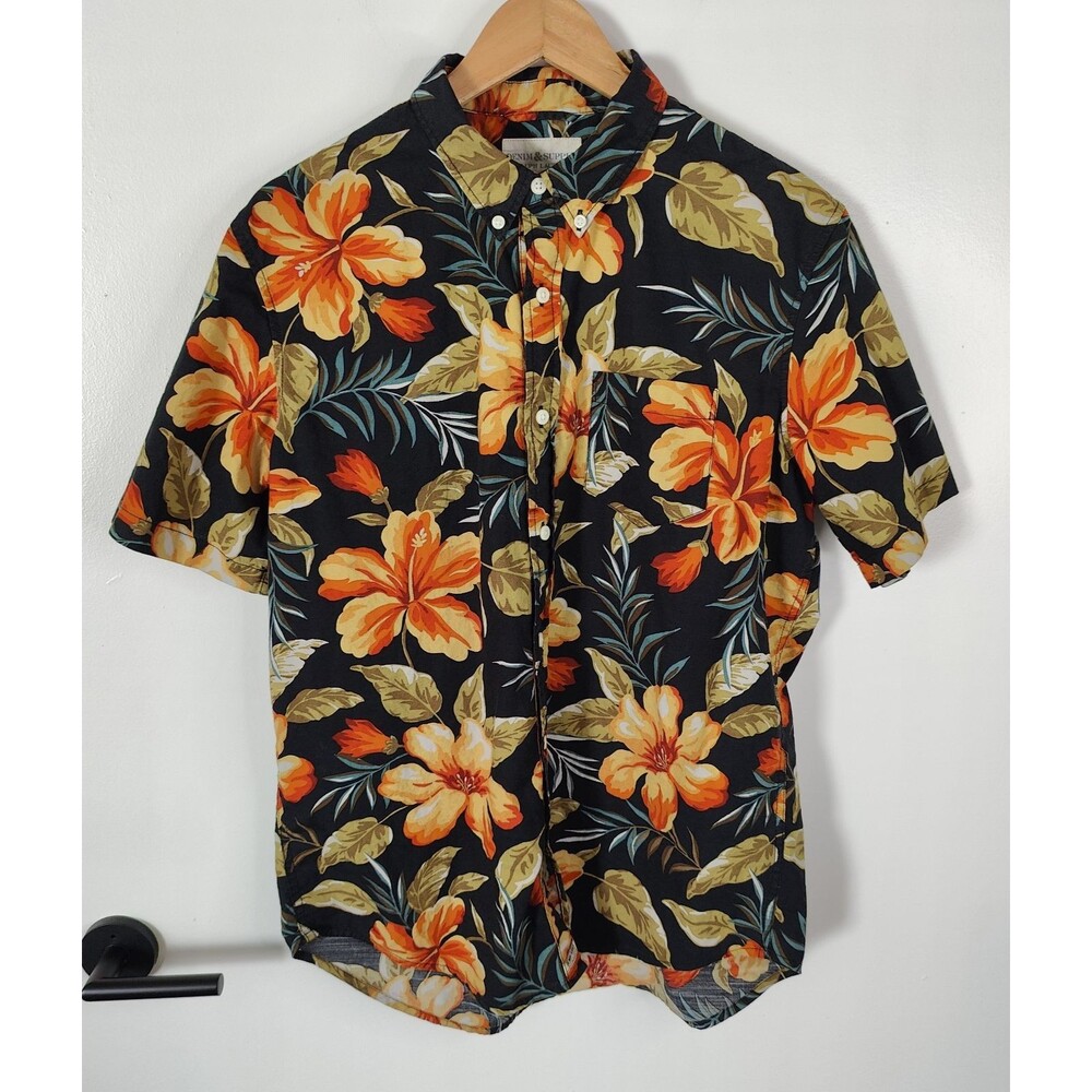 Denim & Supply Ralph Lauren Mens Size Large Floral Hawaiian Shirt